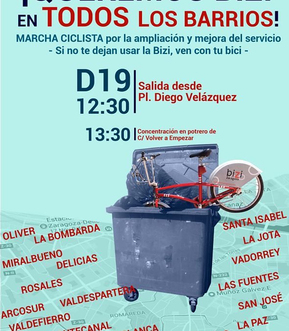 Marcha Ciclista y otras acciones contra la paralización de la ampliación del servicio Bizi