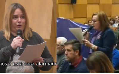 Feministas y CGT Enseñanza en Pleno Presupuestos