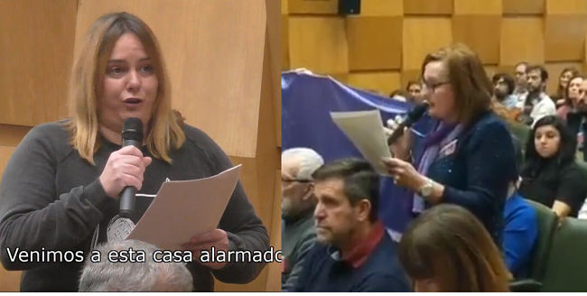 Feministas y CGT Enseñanza en Pleno Presupuestos