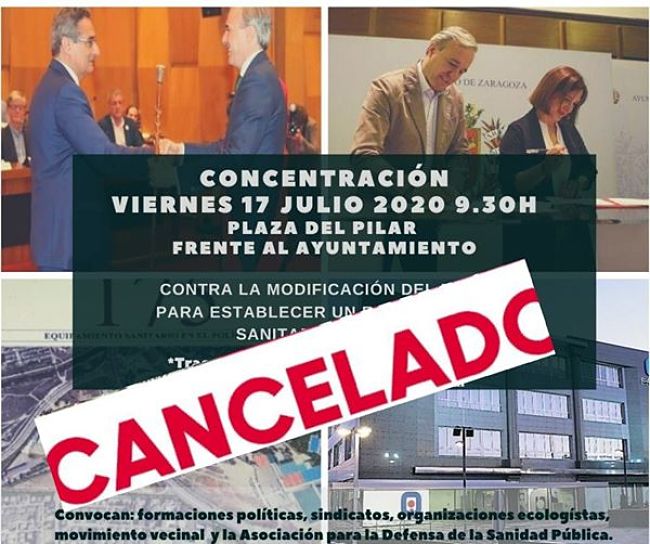 CONCENTRACIÓN Por la sanidad pública contra el macrohospital privado del gobierno Azcón