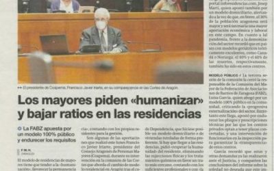 La intervención de la FABZ en las Cortes sobre la Red de Centros de Mayores en Heraldo y El Periódico