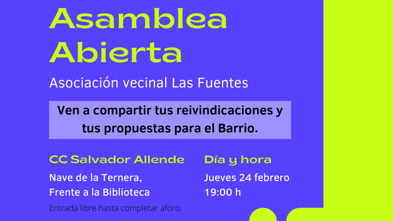 Asamblea abierta de la Asociación Vecinal las Fuentes