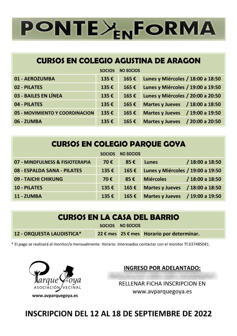 Actividades Parque Goya 2022-2023