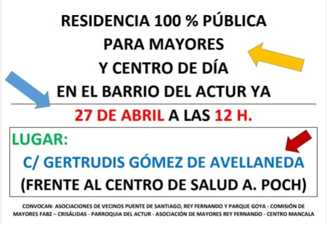Concentración de Abril, en el Actur, para exigir la residencia pública en Alejandro Casona