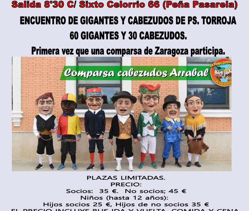 La Comparsa de Cabezudos del Arrabal representará a Zaragoza en un encuentro en Tarragona
