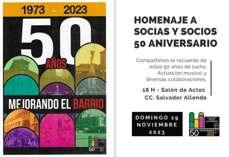 La AV Las Fuentes finaliza los actos de celebración del 50 aniversario con un homenaje a los socios y socias
