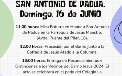 Reconocimientos y Distinciones a los Vecinos del Barrio Jesús 2024. San Antonio de Padua