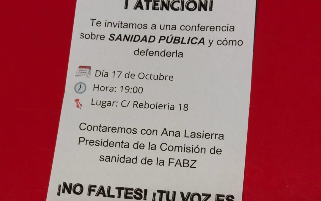 Asamblea Informativa DEFENDAMOS LA SANIDAD PÚBLICA. Parque Bruil