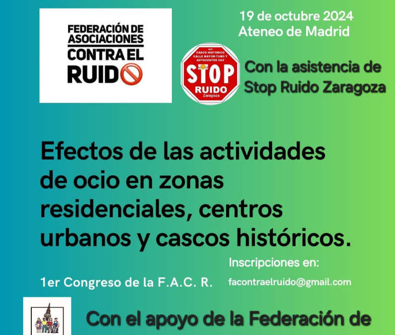 Stop Ruido Zaragoza participa en el I Congreso Estatal contra el Ruido