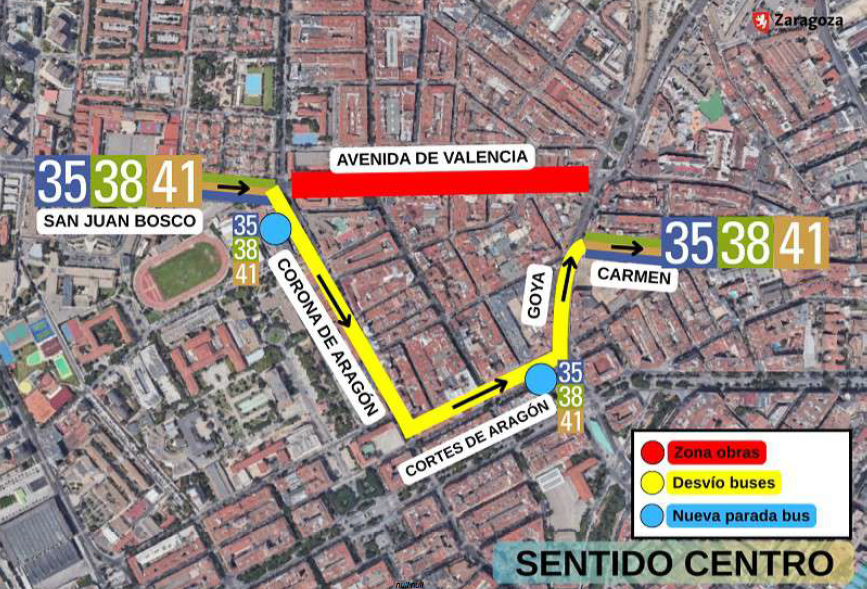 Las AAVV de Rosales del Canal y Montecanal proponen modificar el desvío de la línea 41 por las obras en Av. Valencia